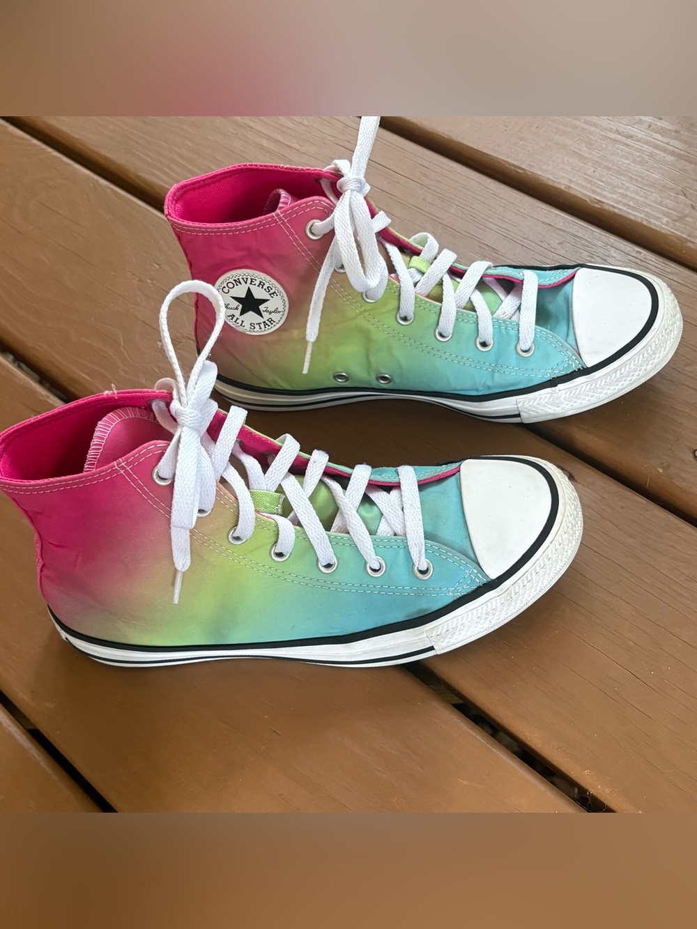 Converse Chuck Taylor All Star CTAS Hi Top Rainbow Unisex Kids Shoes A07337F 6.5